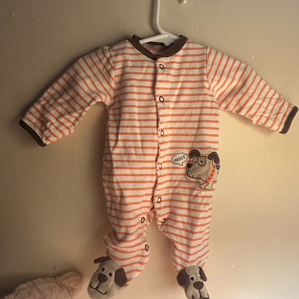 Striped Orange and White Kids One Piece